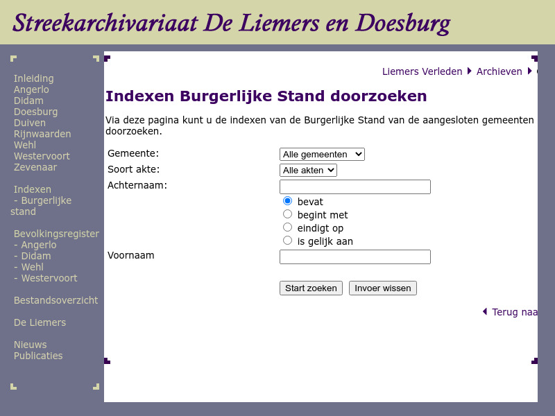 Screenshot van website
