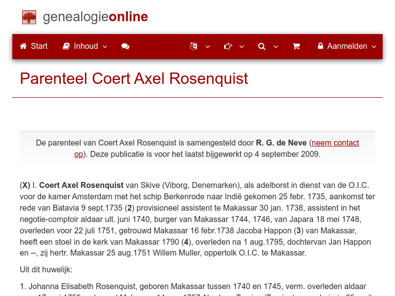 Screenshot van website