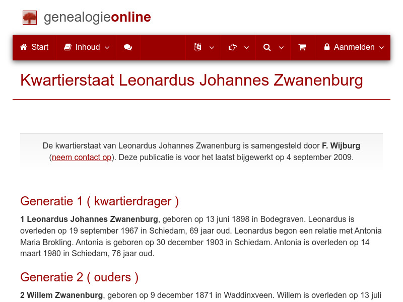 Screenshot van website