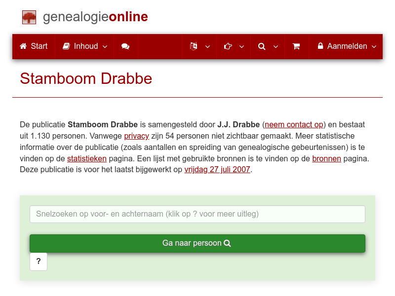 Screenshot van website