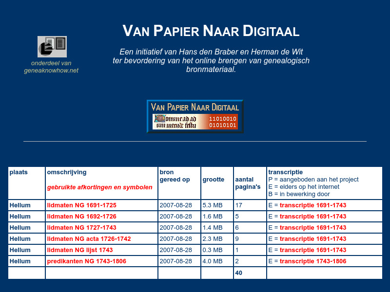Screenshot van website