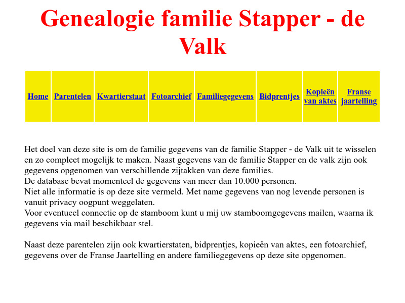 Screenshot van website