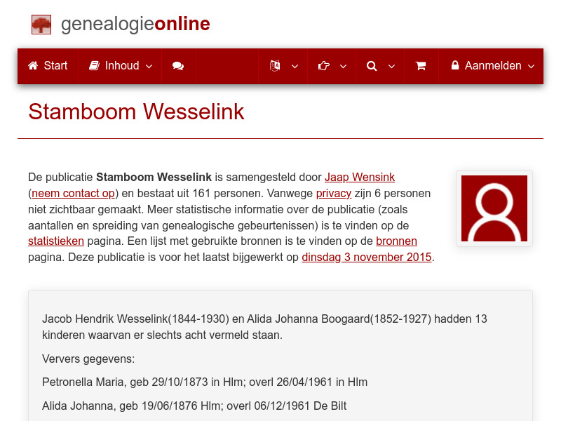 Screenshot van website