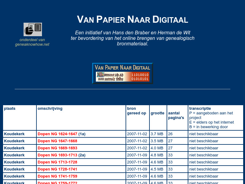 Screenshot van website