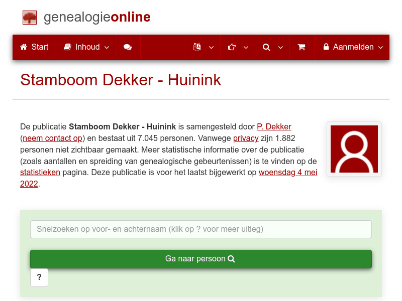 Screenshot van website
