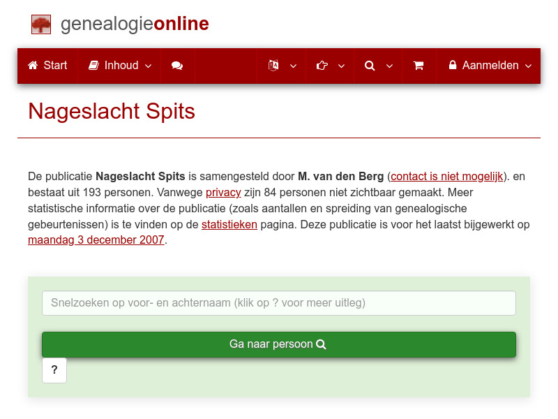 Screenshot van website