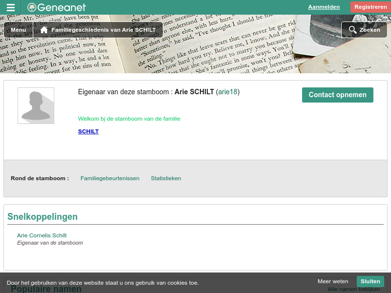 Screenshot van website