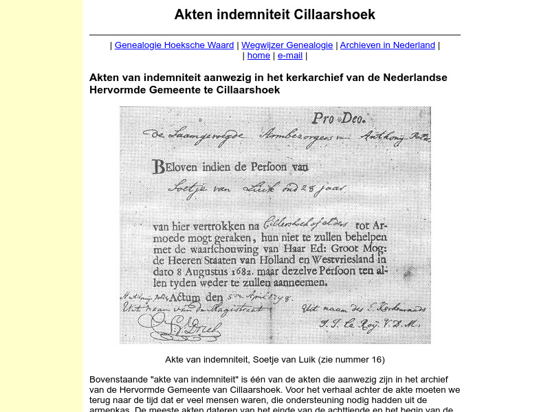 Screenshot van website