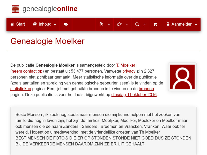 Screenshot van website