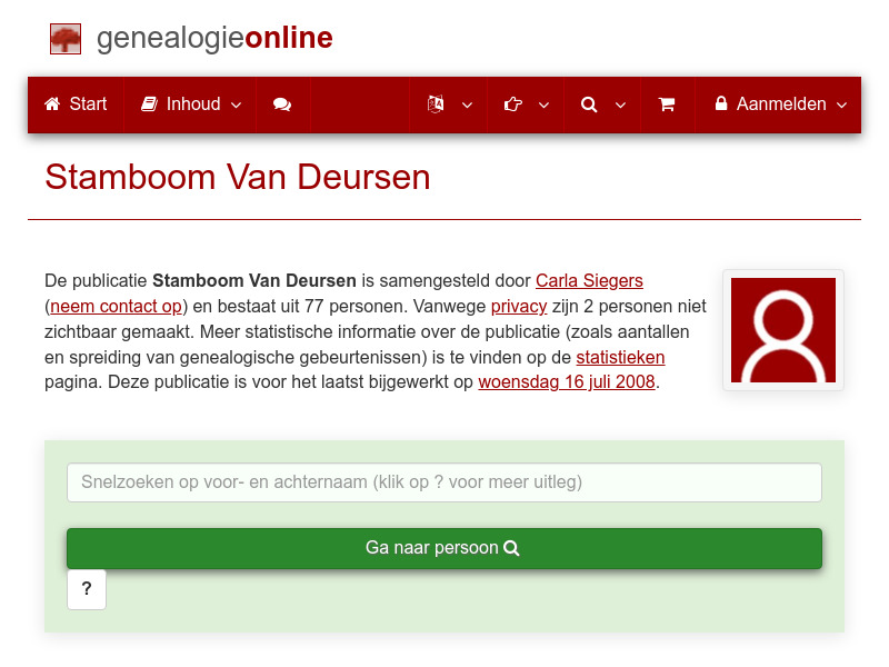 Screenshot van website