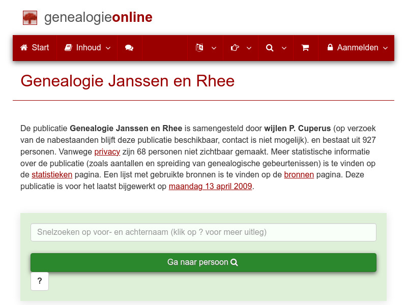 Screenshot van website