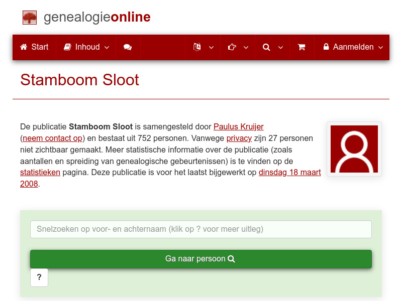 Screenshot van website