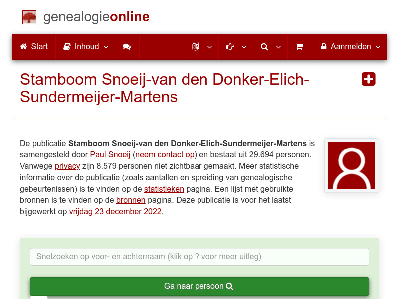 Screenshot van website