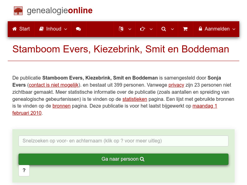 Screenshot van website