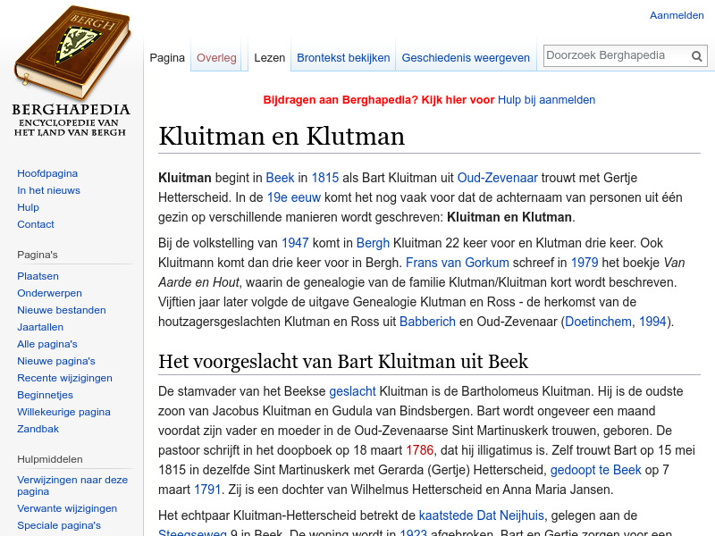 Screenshot van website