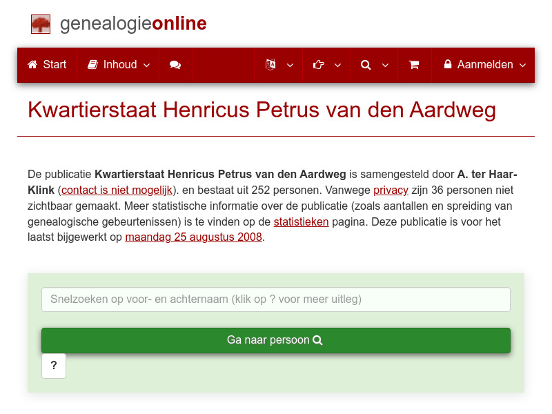 Screenshot van website