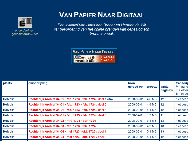 Screenshot van website