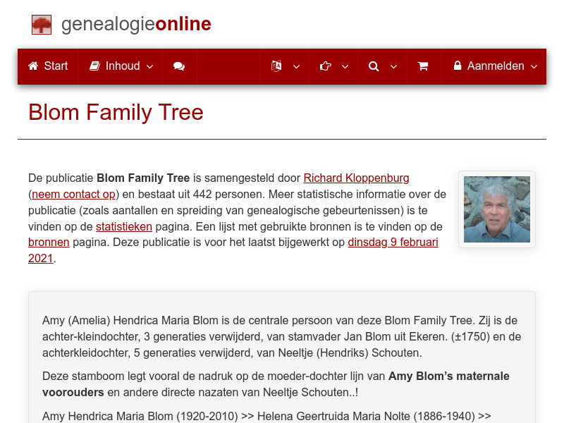 Screenshot van website