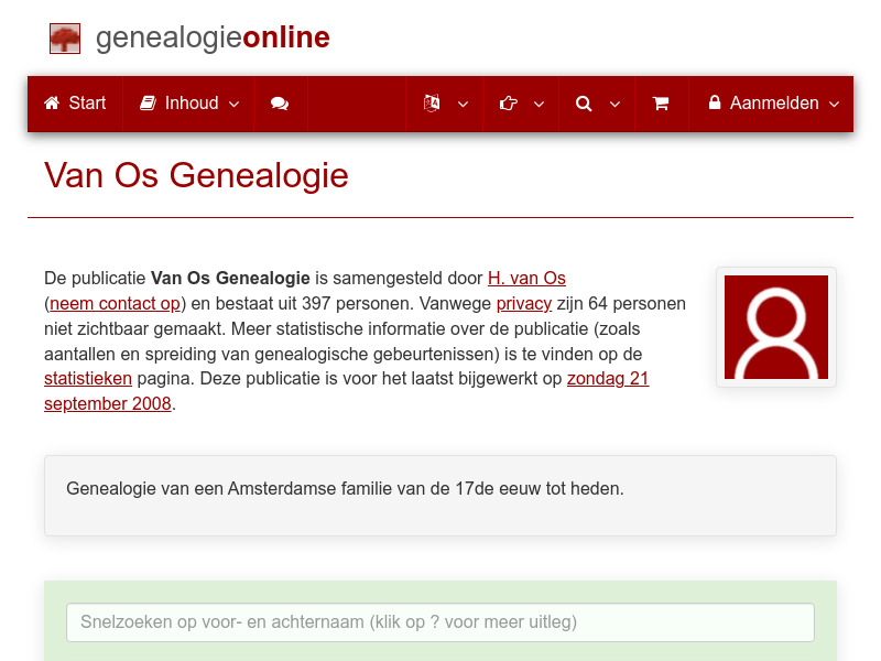 Screenshot van website