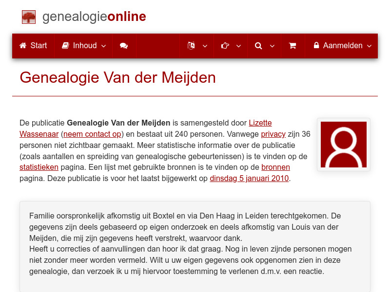 Screenshot van website