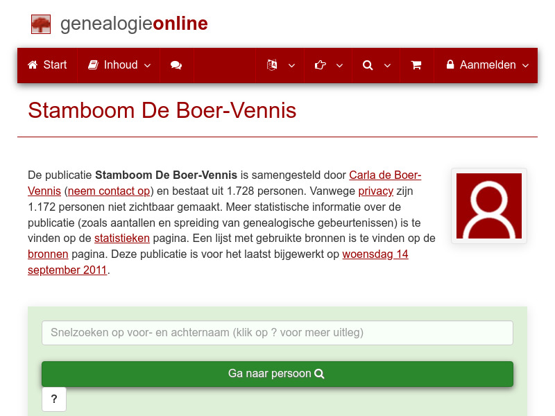 Screenshot van website