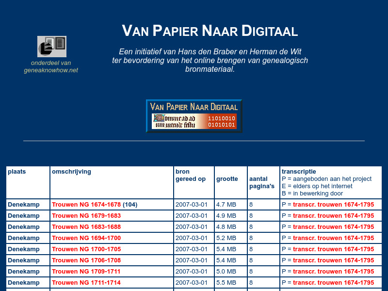 Screenshot van website
