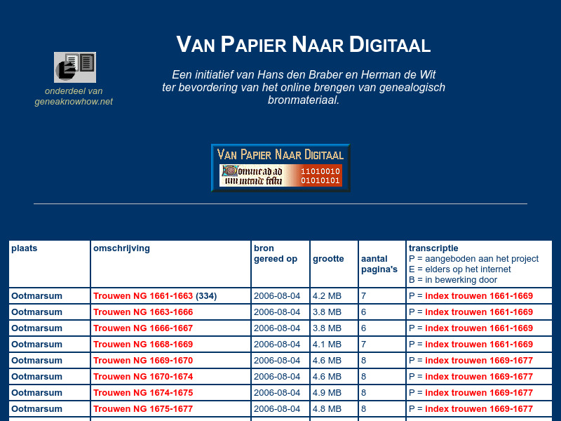 Screenshot van website