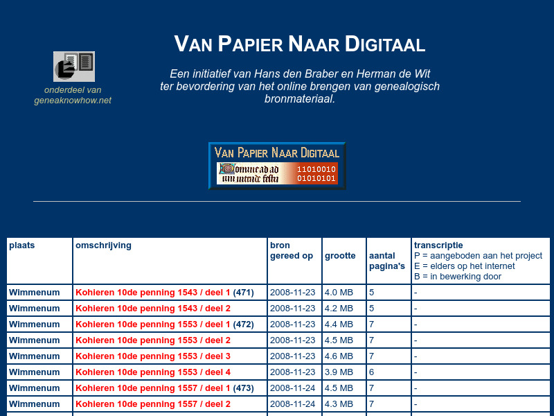 Screenshot van website