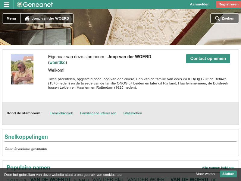 Screenshot van website