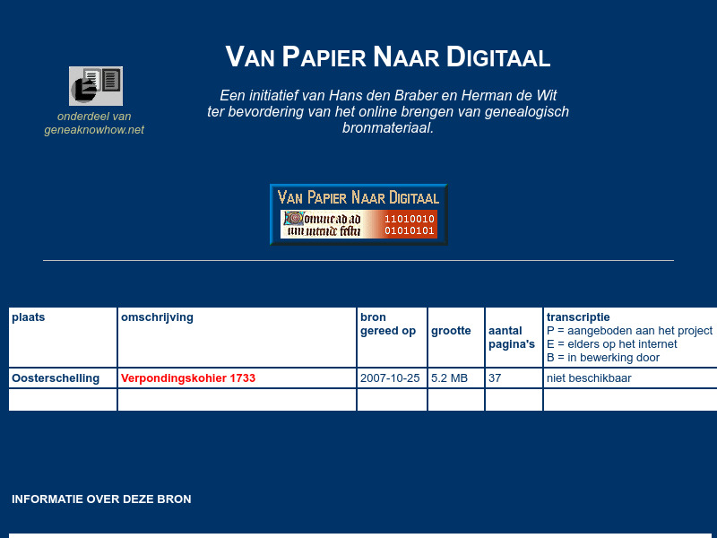 Screenshot van website