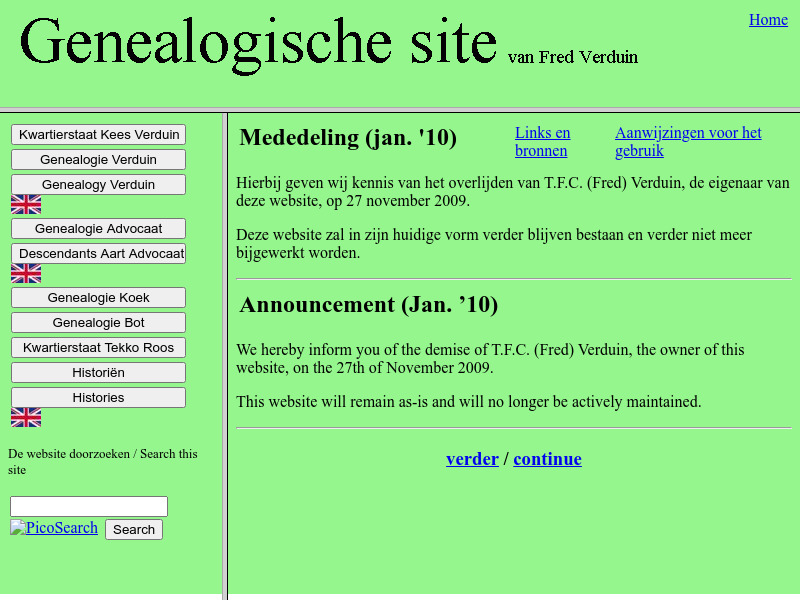 Screenshot van website