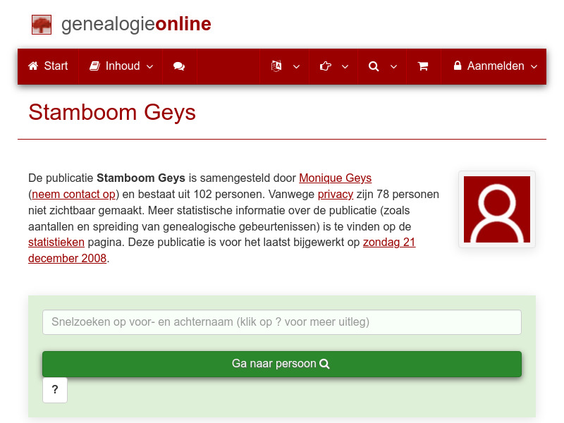 Screenshot van website