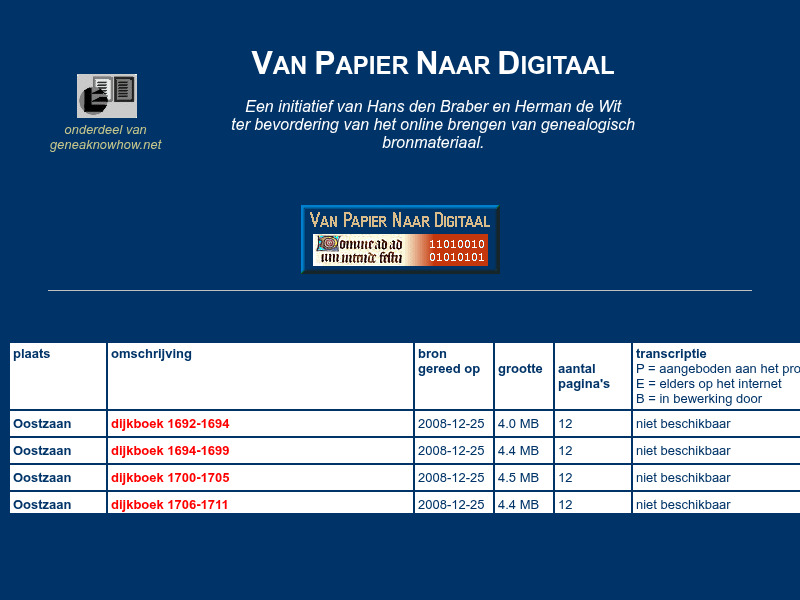 Screenshot van website