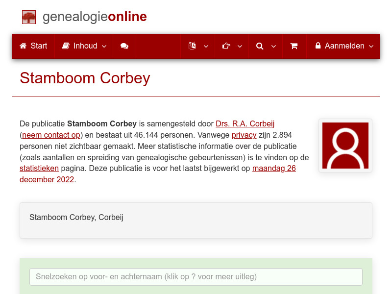 Screenshot van website