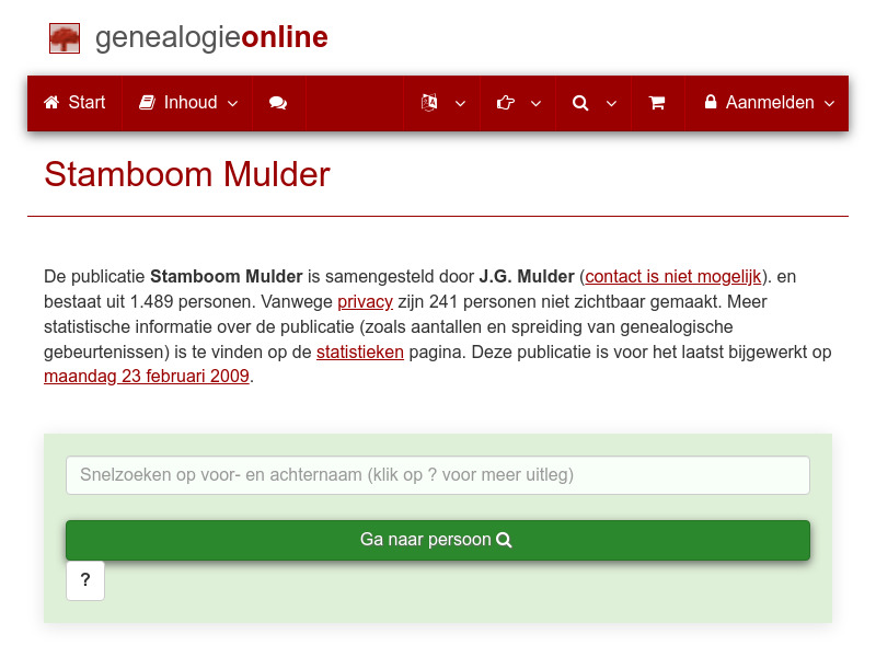Screenshot van website