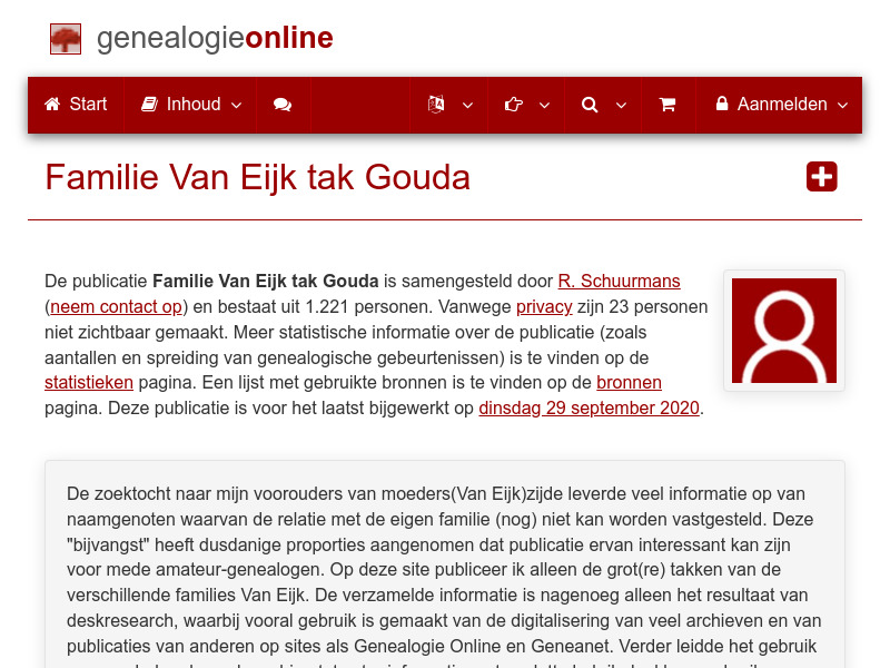 Screenshot van website