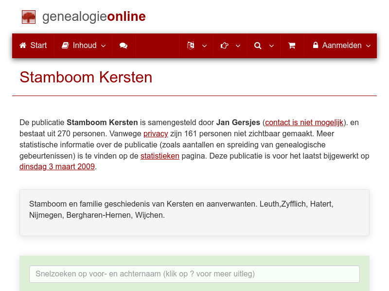 Screenshot van website