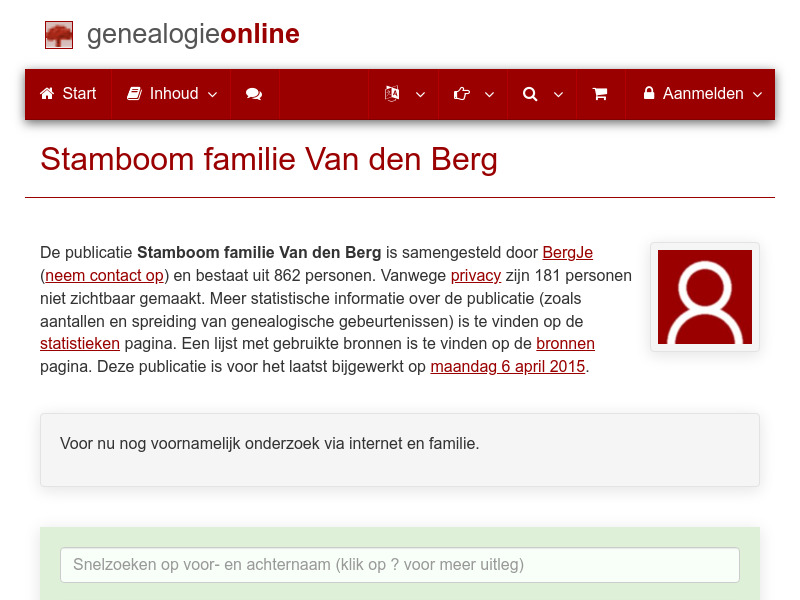 Screenshot van website