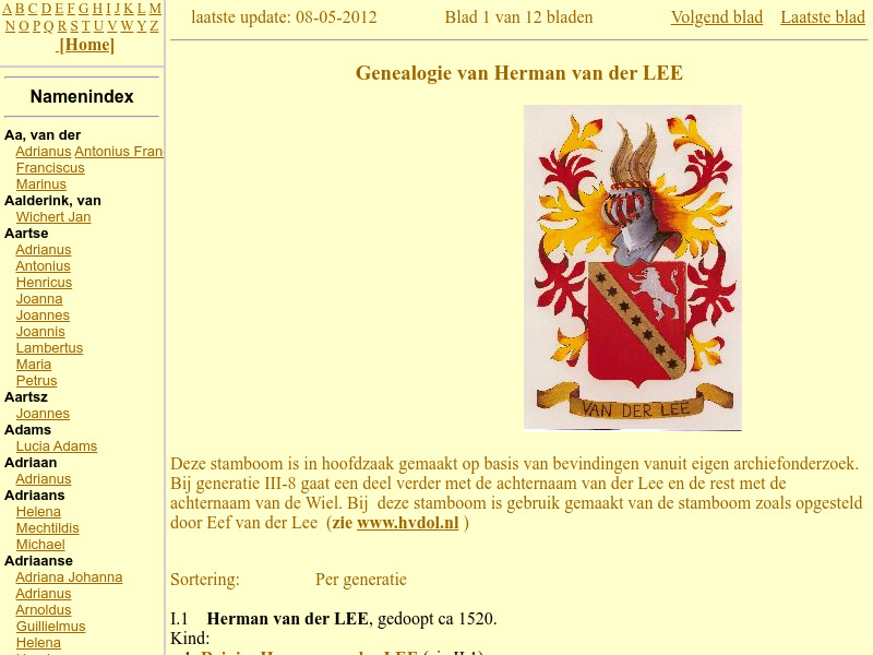 Screenshot van website