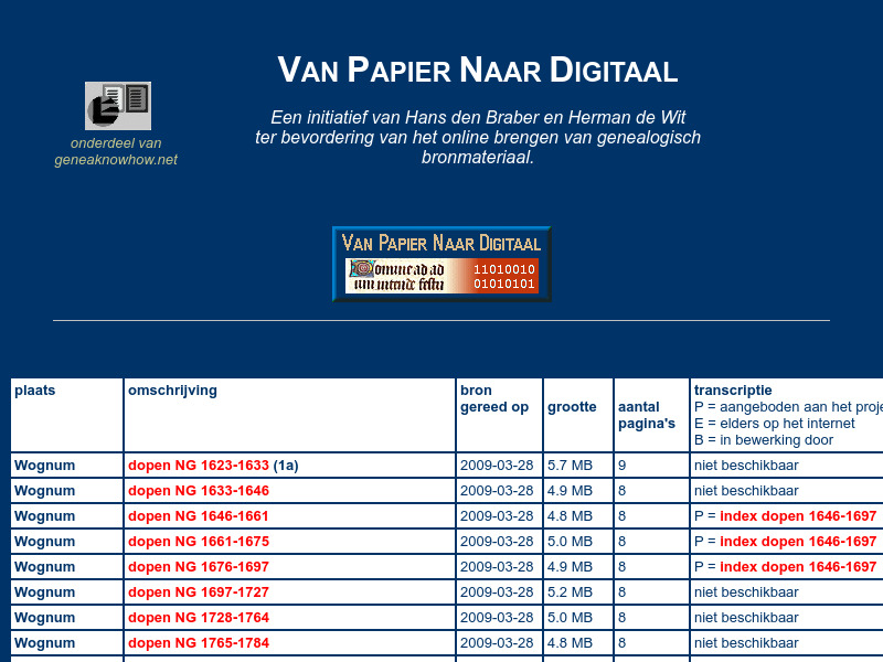Screenshot van website