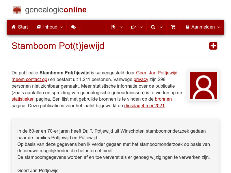 Screenshot van website