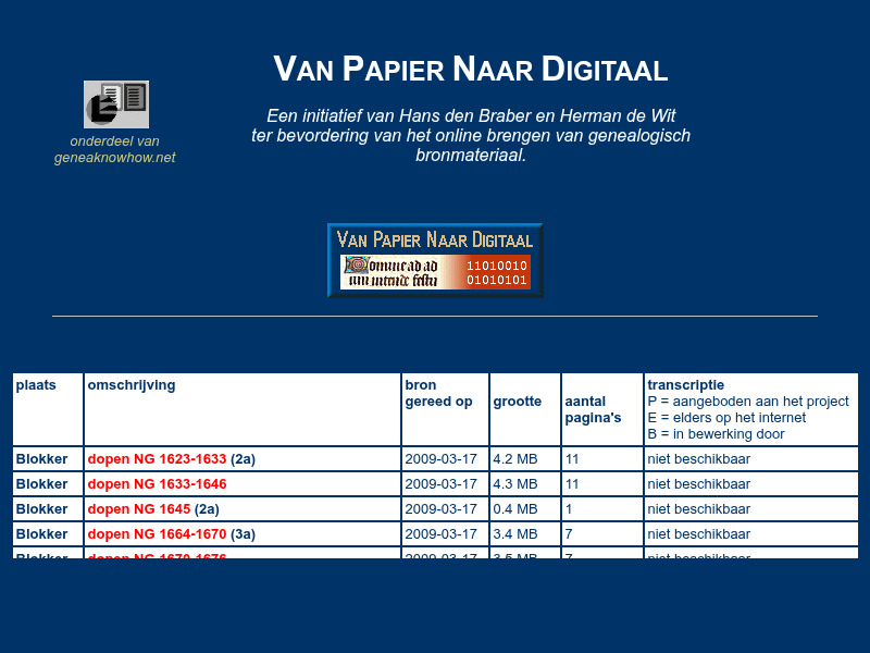 Screenshot van website