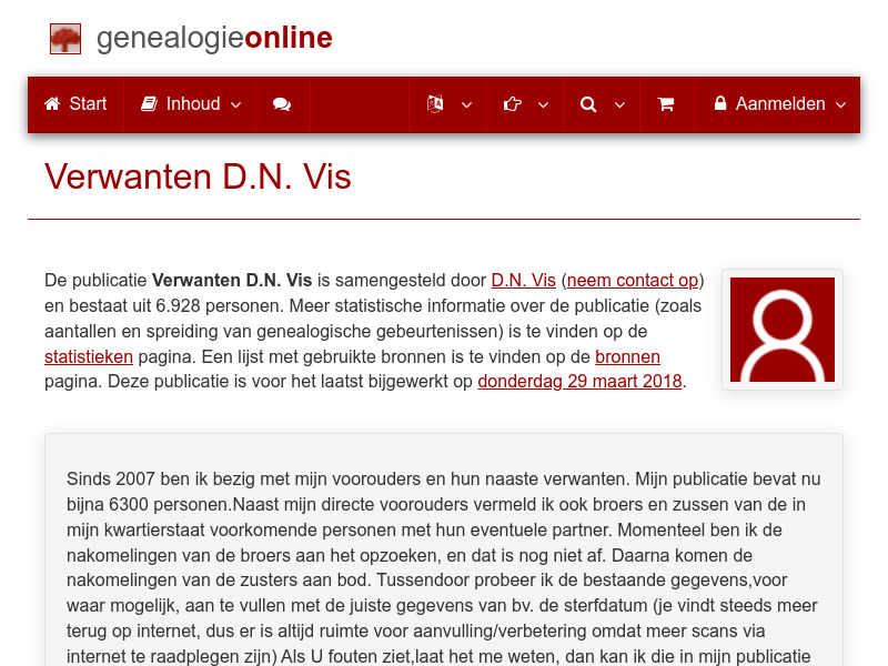 Screenshot van website