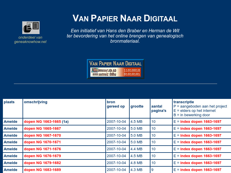 Screenshot van website