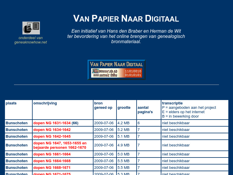 Screenshot van website