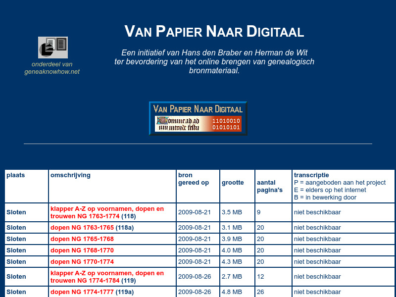 Screenshot van website