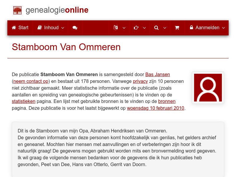 Screenshot van website