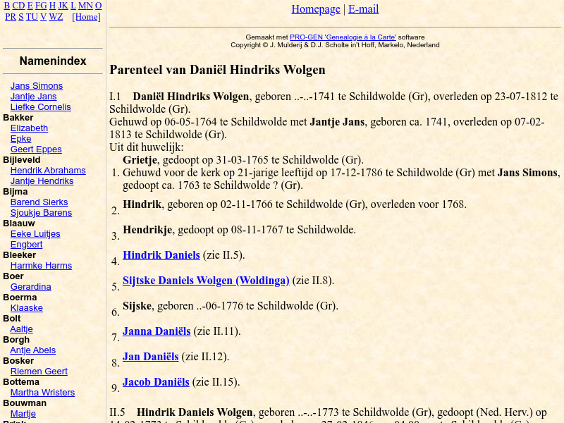 Screenshot van website