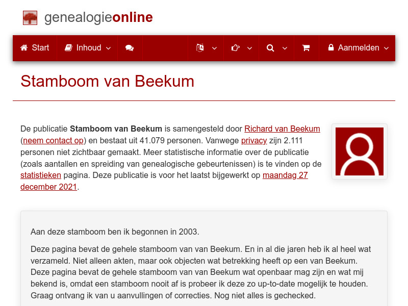 Screenshot van website