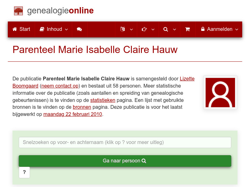 Screenshot van website